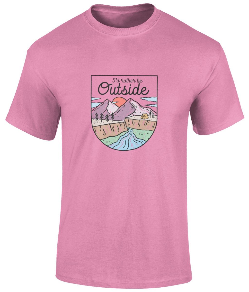 I'll rather be outside T-Shirt, Graphic Unisex Tee - BoundlessLoveStore -pink - Small - artisan print - beach vibes