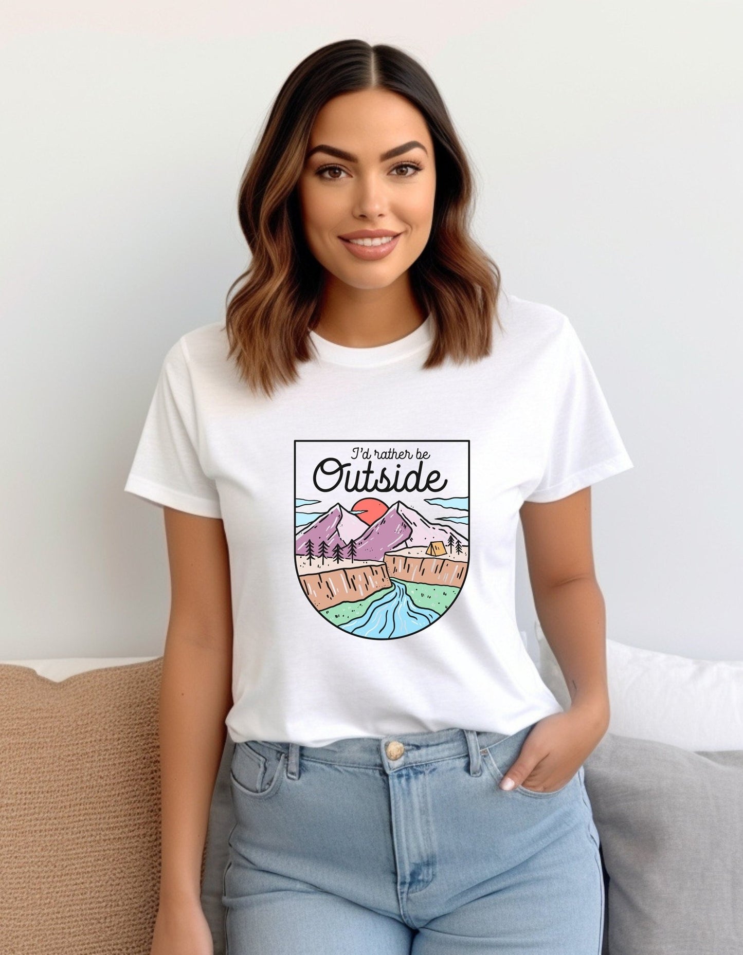 I'll rather be outside T-Shirt, Graphic Unisex Tee - BoundlessLoveStore - White - Small - artisan print - beach vibes