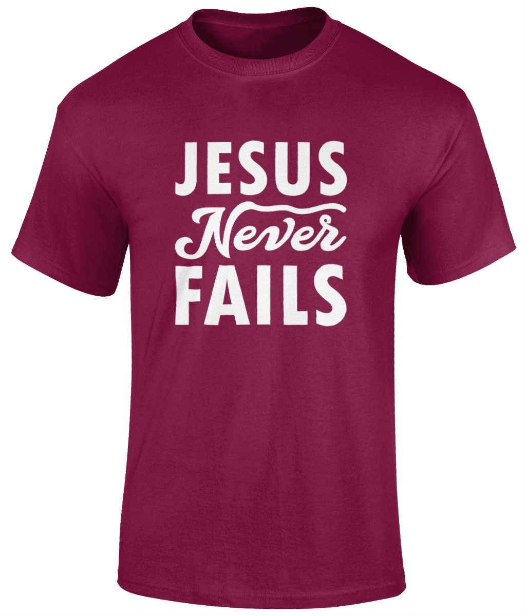 Jesus Never Fails Unisex T-Shirt, Faith T-Shirts - BoundlessLoveStore - Cardinal red - Christian t shirts - Christian tee