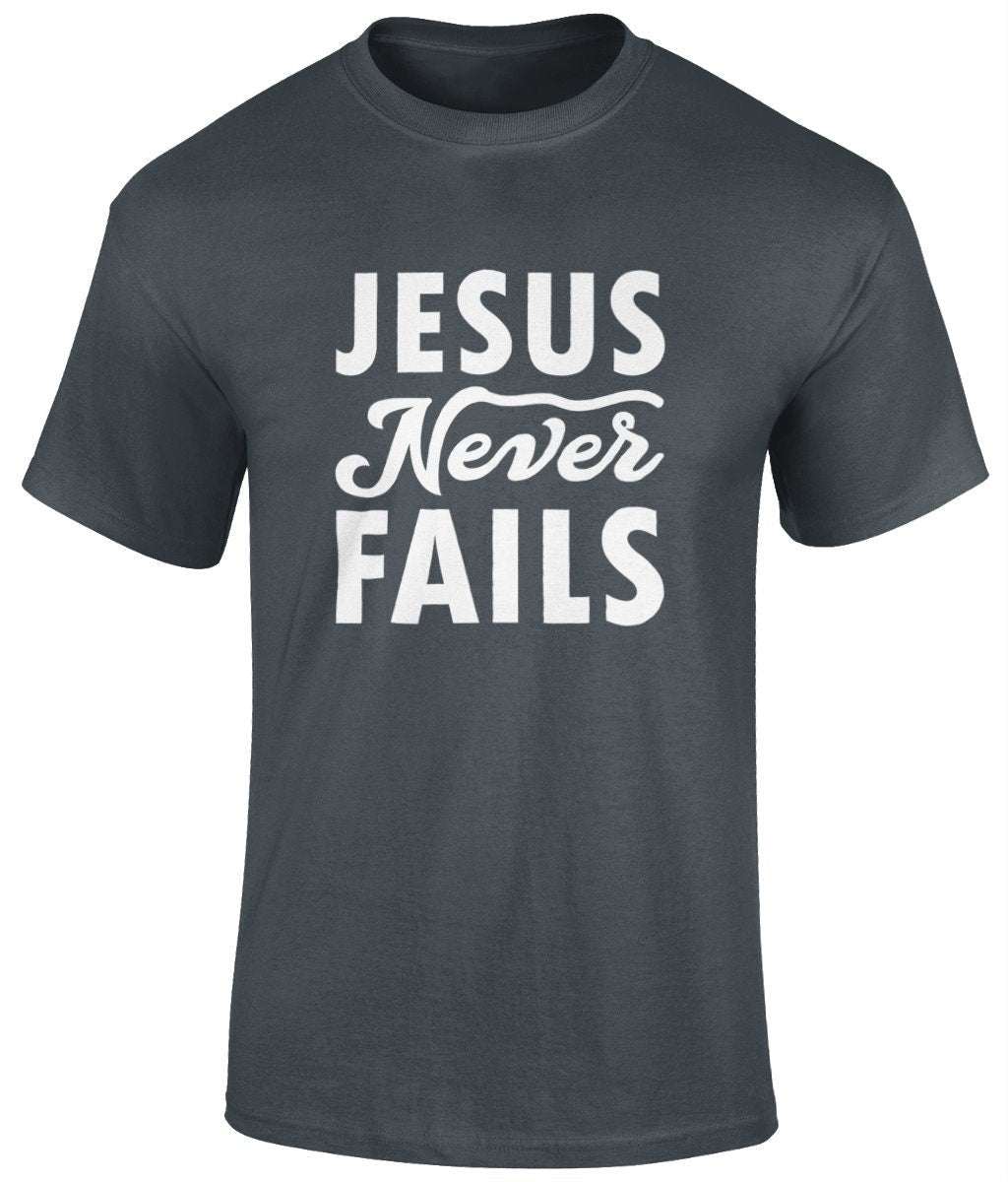 Jesus Never Fails Unisex T-Shirt, Faith T-Shirts - BoundlessLoveStore - Charcoal - Christian t shirts - Christian tee