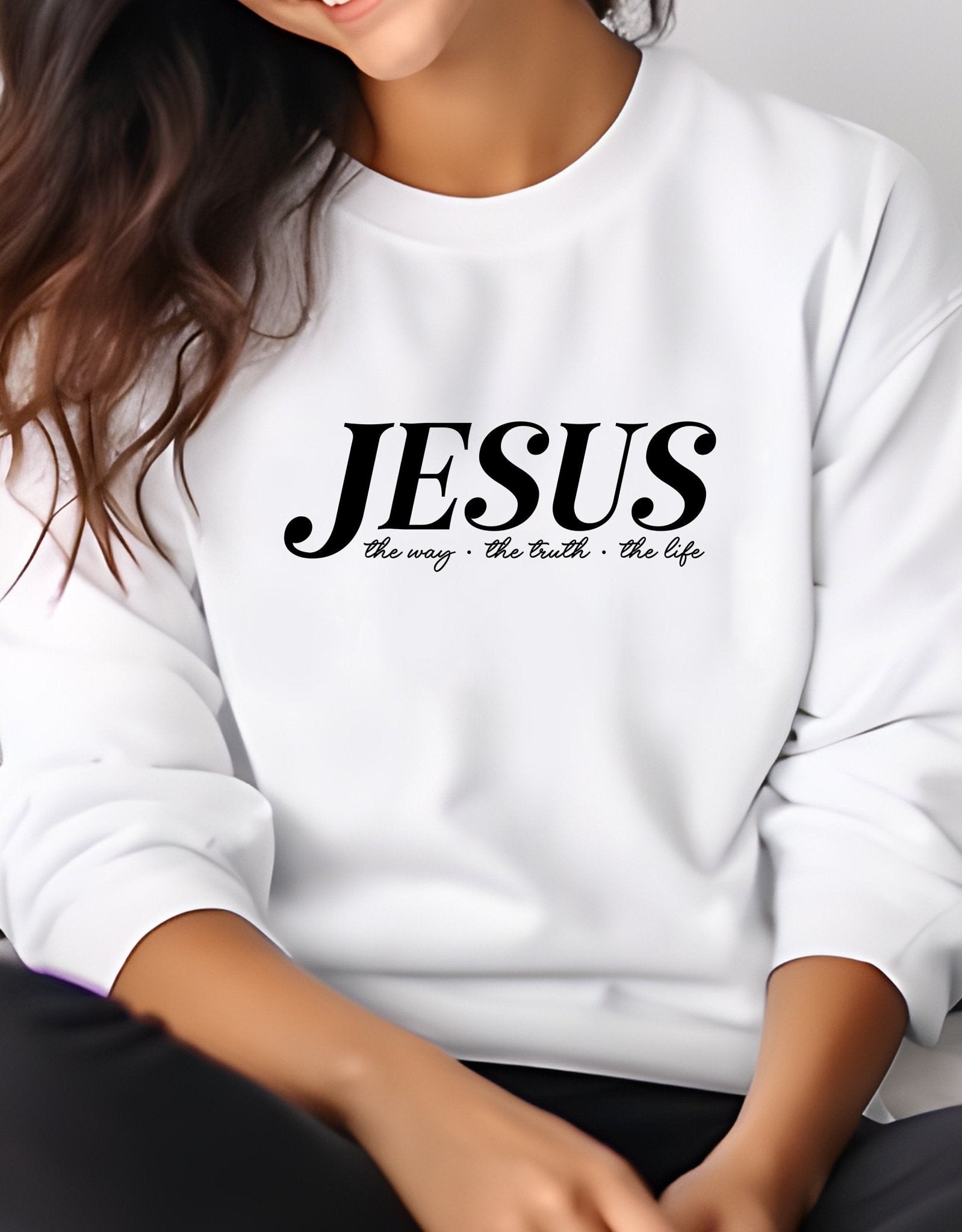 Jesus The Way The Truth The Life unisex sweatshirt - BoundlessLoveStore - X-Small - Arctic White - Christian Sweatshirt