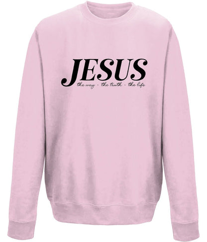 Jesus The Way The Truth The Life unisex sweatshirt - BoundlessLoveStore - X-Small - Baby Pink - Christian Sweatshirt