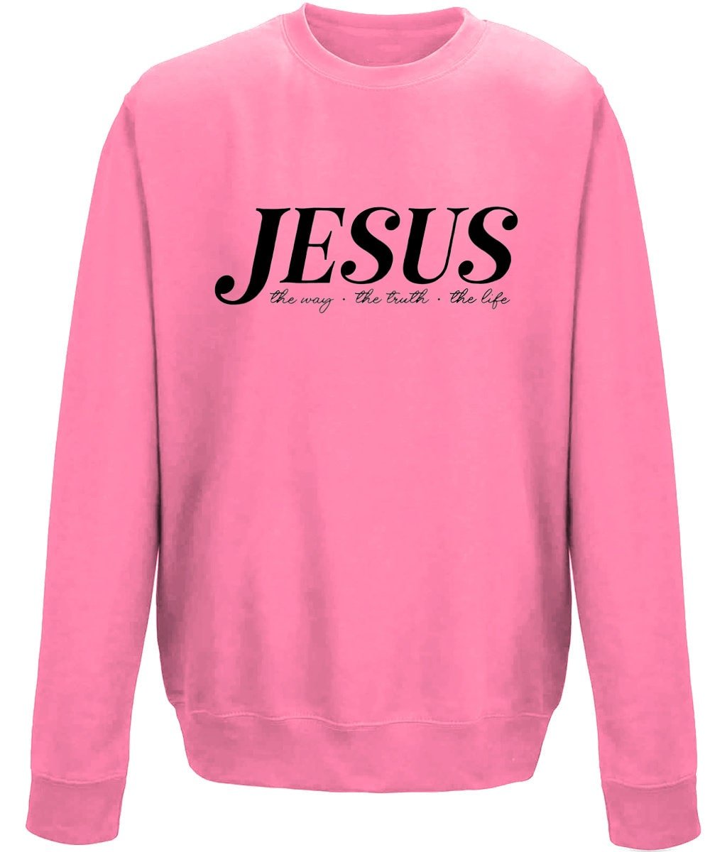 Jesus The Way The Truth The Life unisex sweatshirt - BoundlessLoveStore - X-Small - Candyfloss Pink - Christian Sweatshirt