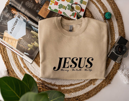 Jesus The Way The Truth The Life unisex sweatshirt - BoundlessLoveStore - X-Small - Desert Sand - Christian Sweatshirt