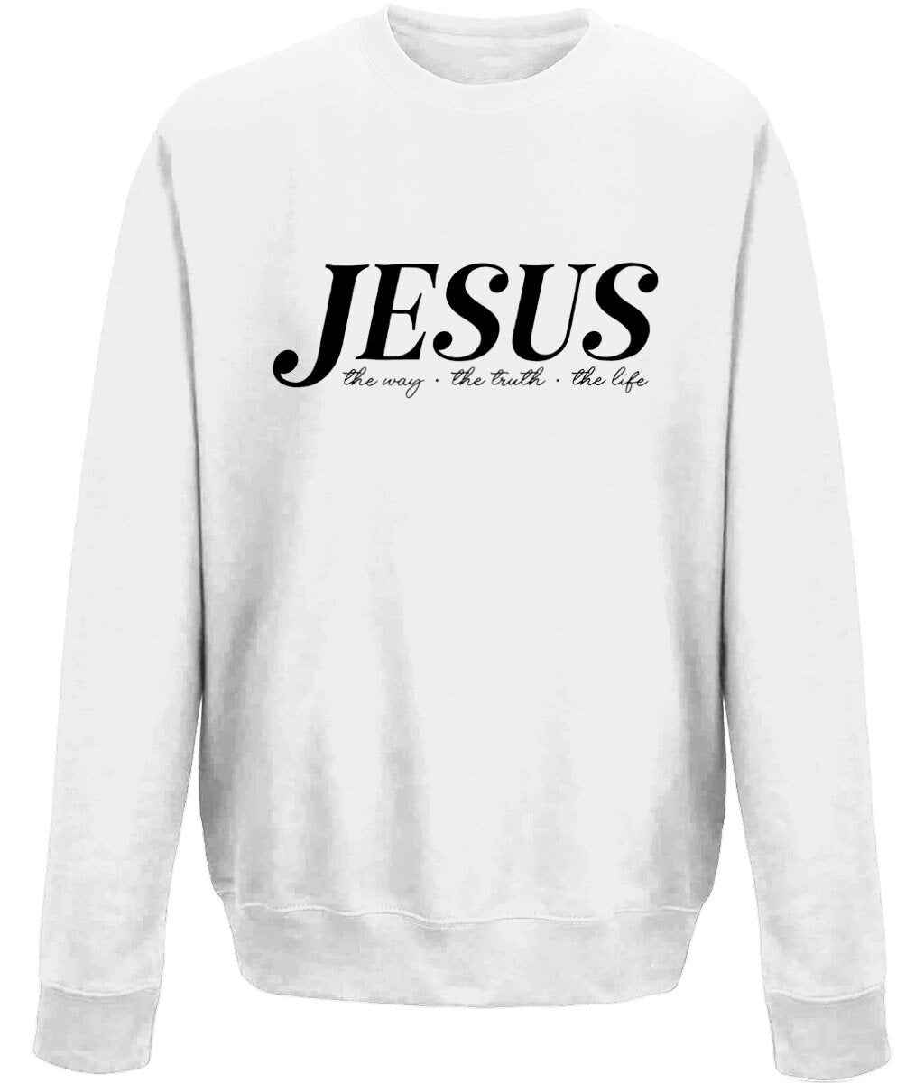 Jesus The Way The Truth The Life unisex sweatshirt - BoundlessLoveStore - X-Small - White- Christian Sweatshirt