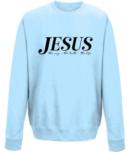 Jesus The Way The Truth The Life unisex sweatshirt - BoundlessLoveStore - X-Small - Sky Blue - Christian Sweatshirt