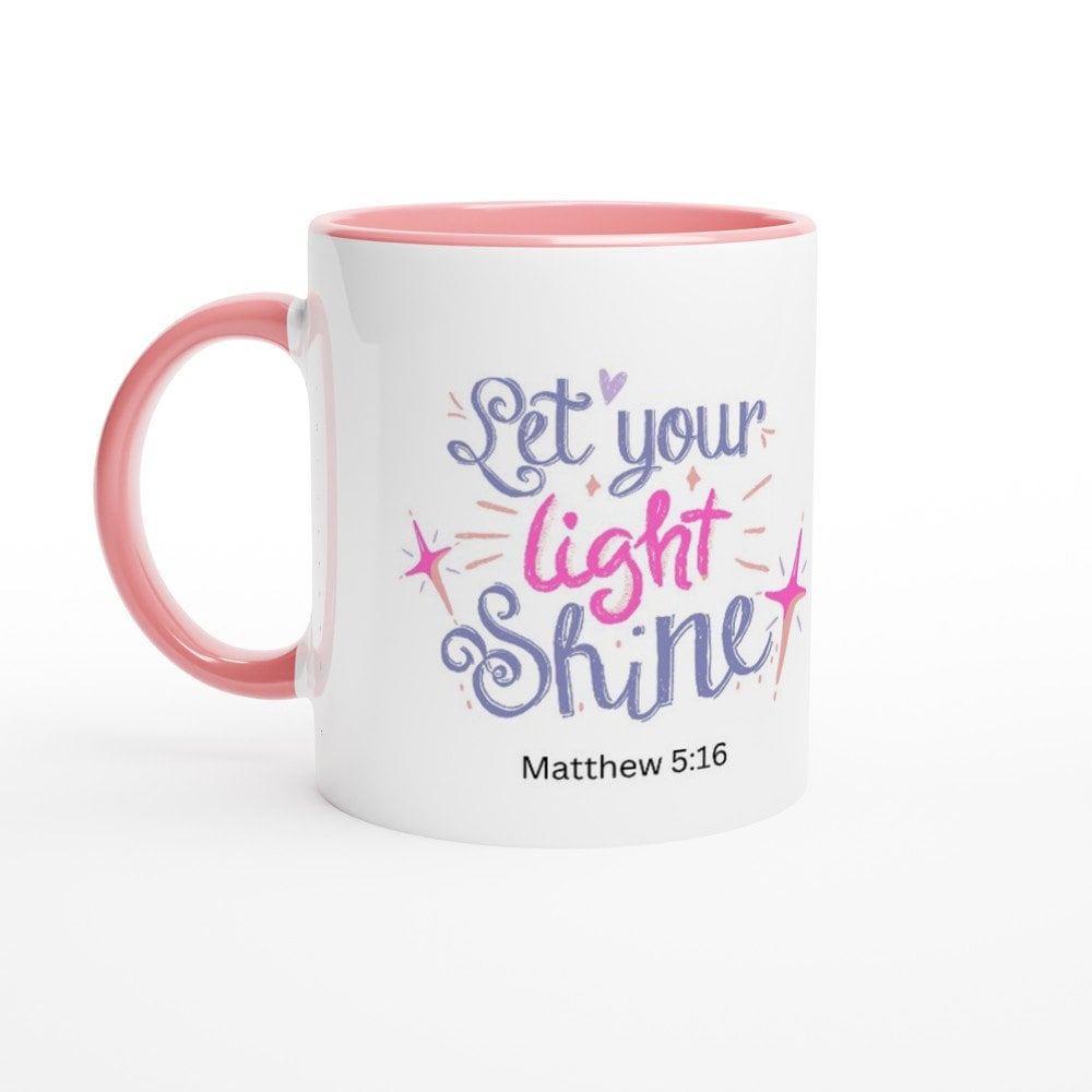 Let your light shine mug - BoundlessLoveStore - Pink - birthday gift friend - Christian mug gift