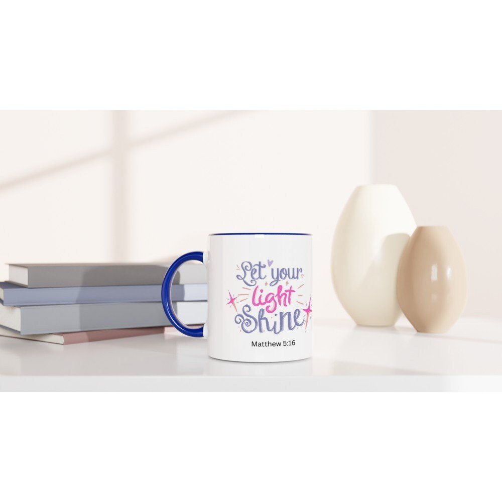 Let your light shine mug - BoundlessLoveStore - Blue - birthday gift friend - Christian mug gift