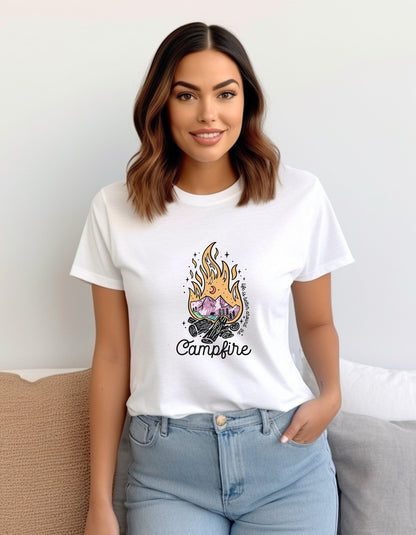 Life is better around the campfire T-Shirt, Graphic Unisex Tee - BoundlessLoveStore - white - Small - artisan print