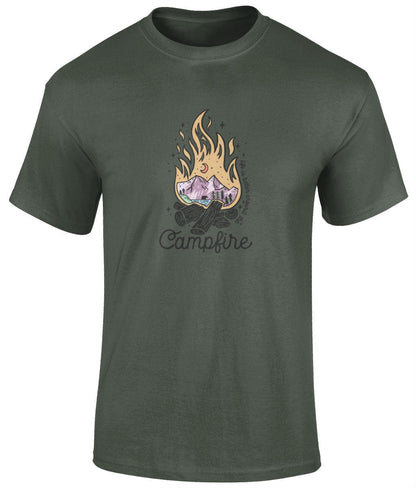 Life is better around the campfire T-Shirt, Graphic Unisex Tee - BoundlessLoveStore - Military Green - Small - artisan print