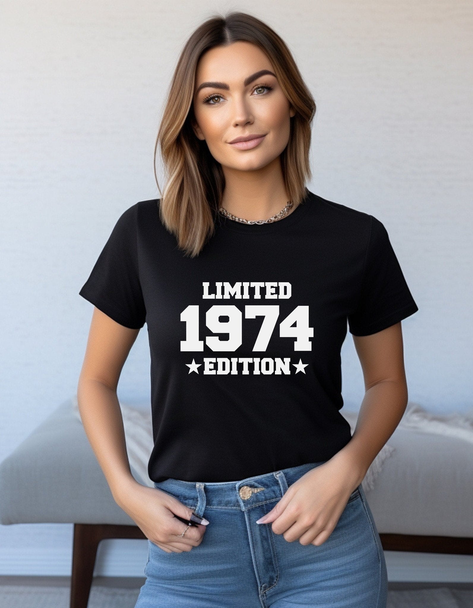 Limited 1974 Edition Tee Shirt, Funny Unisex Tee, 50th Birthday Gift - BoundlessLoveStore - Black - Small - adult t shirt -