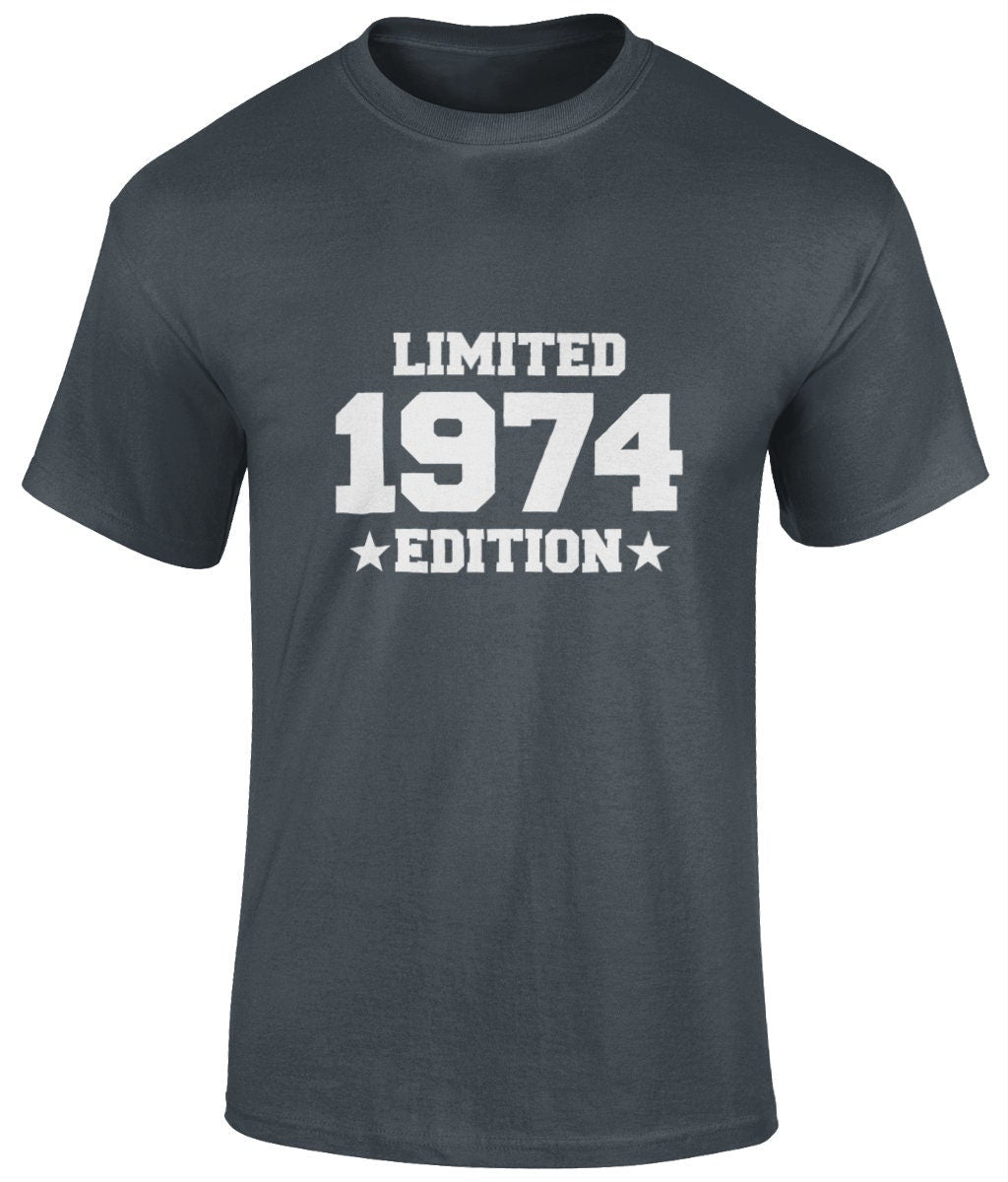 Limited 1974 Edition Tee Shirt, Funny Unisex Tee, 50th Birthday Gift - BoundlessLoveStore - Charcoal - Small - adult t shirt