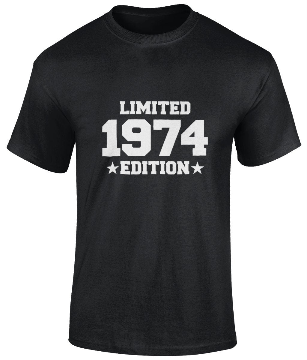 Limited 1974 Edition Tee Shirt, Funny Unisex Tee, 50th Birthday Gift - BoundlessLoveStore - black- Small - adult t shirt