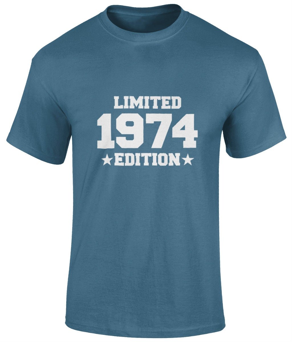 Limited 1974 Edition Tee Shirt, Funny Unisex Tee, 50th Birthday Gift - BoundlessLoveStore Indigo Blue - Small - adult t shirt