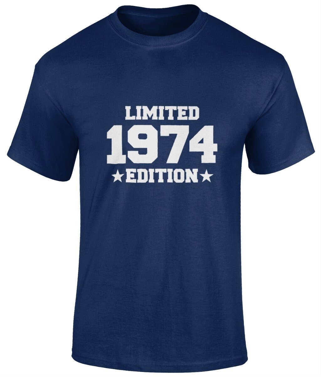 Limited 1974 Edition Tee Shirt, Funny Unisex Tee, 50th Birthday Gift - BoundlessLoveStore - Navy - Small - adult t shirt