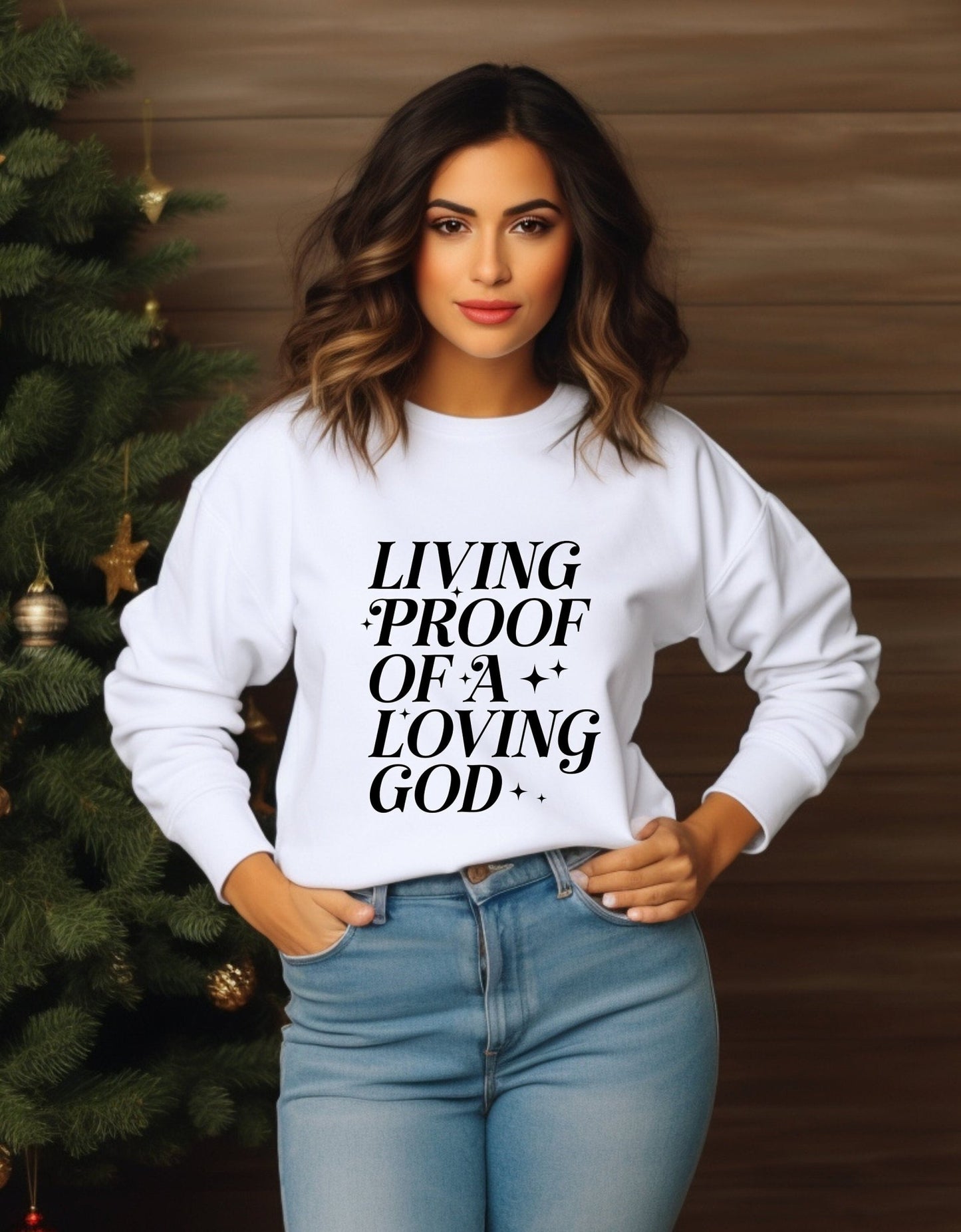 Living Proof Of a Loving God unisex  sweatshirt - BoundlessLoveStore - X-Small - Arctic White - Christian Sweatshirt