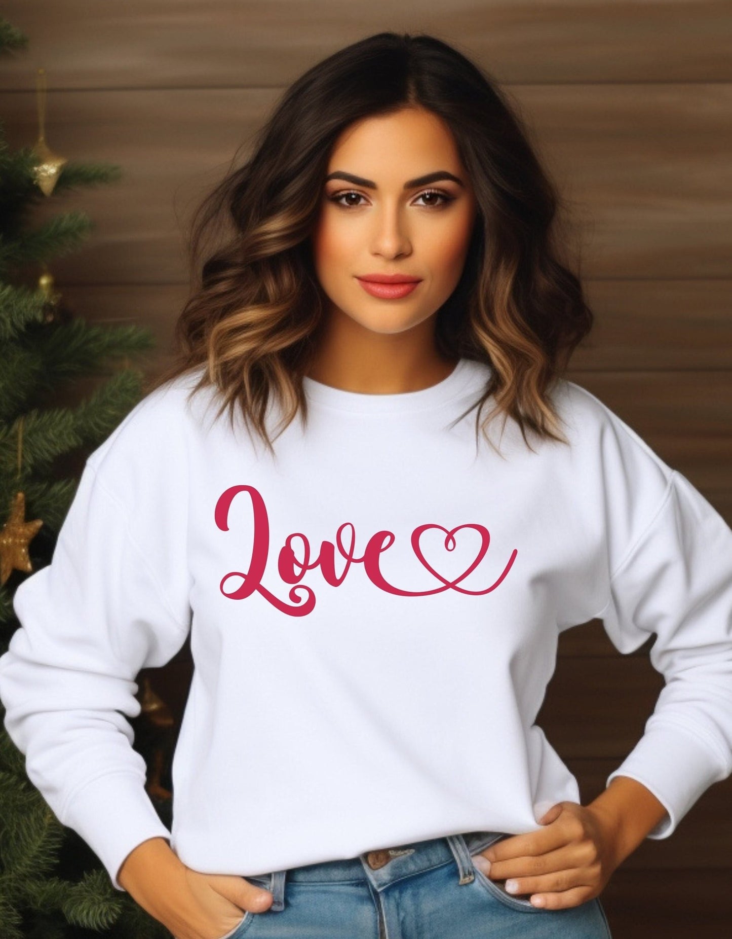 Love heart valentine sweatshirt - BoundlessLoveStore - X-Small - Arctic White - couple sweatshirt - crewneck sweatshirt