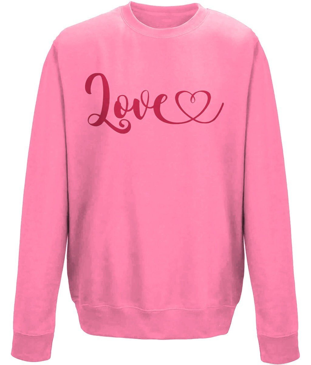 Love heart valentine  sweatshirt - BoundlessLoveStore - X-Small -Candyfloss Pink - couple sweatshirt - crewneck sweatshirt