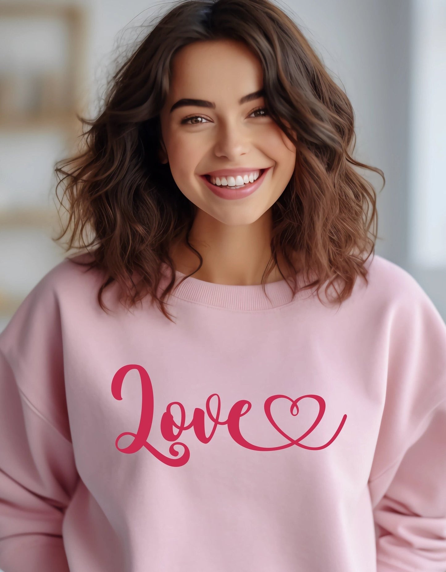 Love heart valentine sweatshirt - BoundlessLoveStore - X-Small - Baby Pink - couple sweatshirt - crewneck sweatshirt