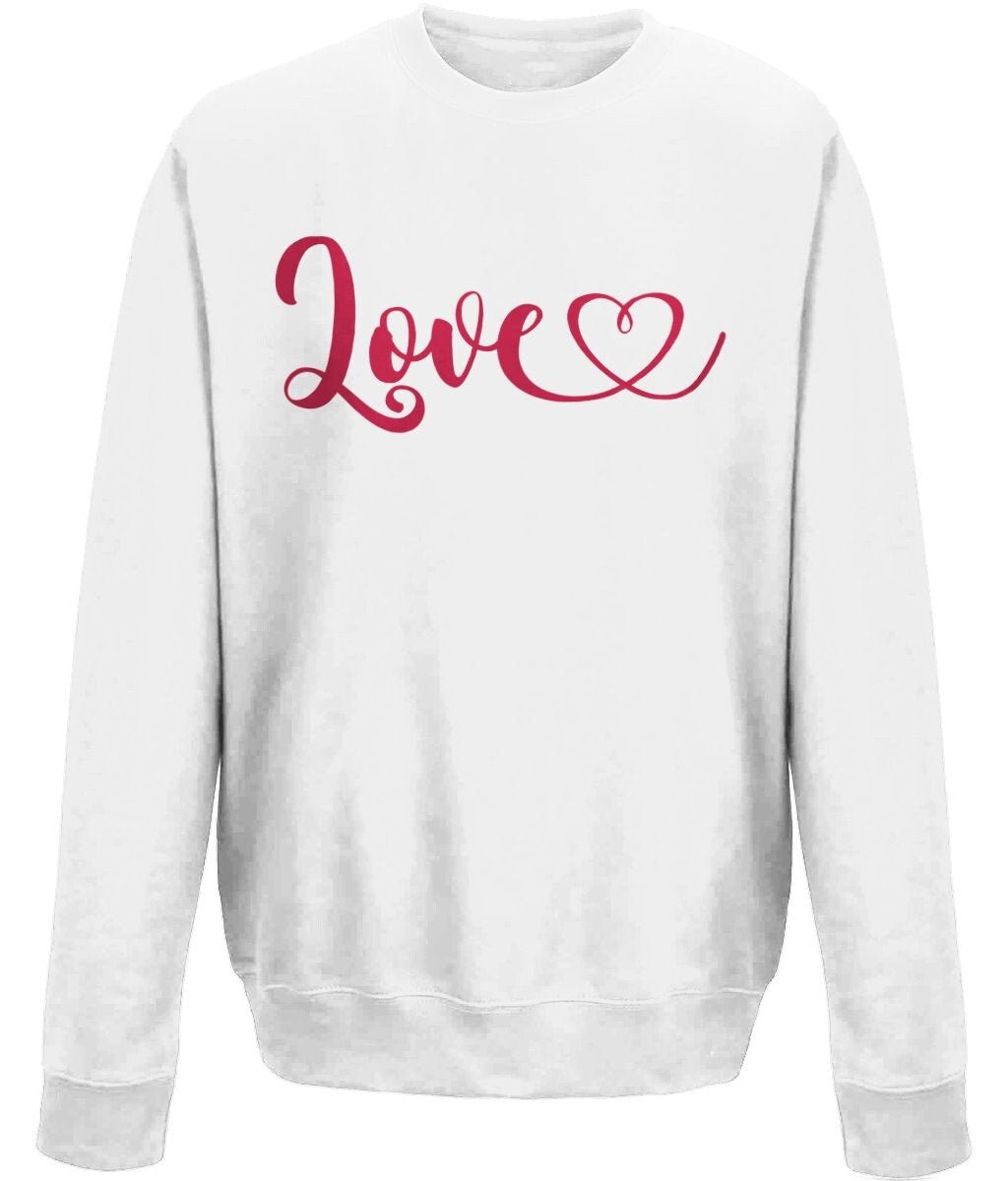 Love heart valentine  sweatshirt - BoundlessLoveStore - X-Small - White - couple sweatshirt - crewneck sweatshirt