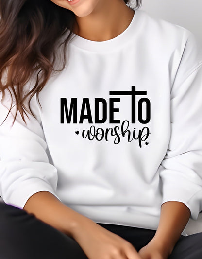 Made To Worship unisex crew neck sweatshirt - BoundlessLoveStore - X-Small - Arctic White - Christian Sweatshirt - Clothing