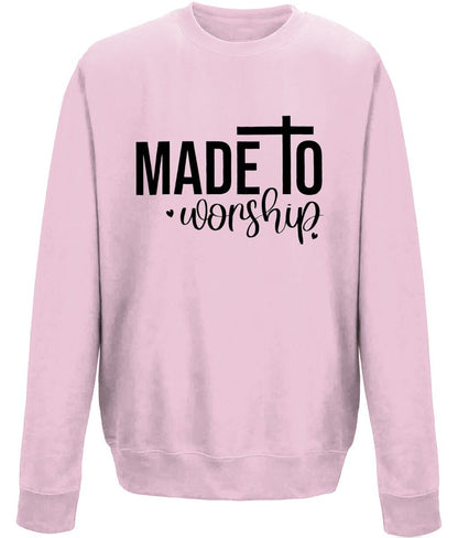 Made To Worship unisex crew neck sweatshirt - BoundlessLoveStore - X-Small - Baby Pink - Christian Sweatshirt - Clothing