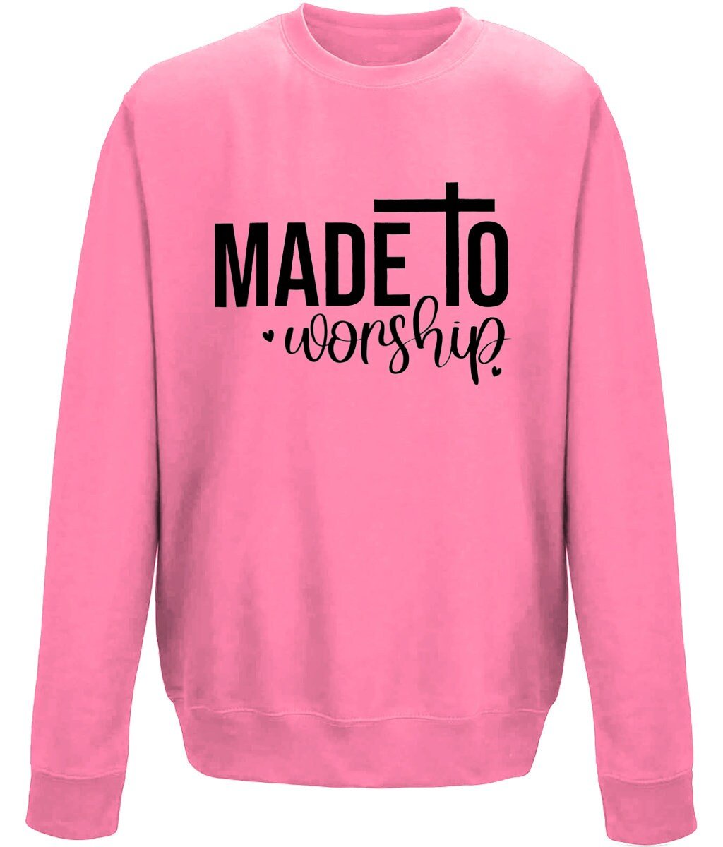 Made To Worship unisex  sweatshirt - BoundlessLoveStore - X-Small - Candyfloss Pink - Christian Sweatshirt - Clothing