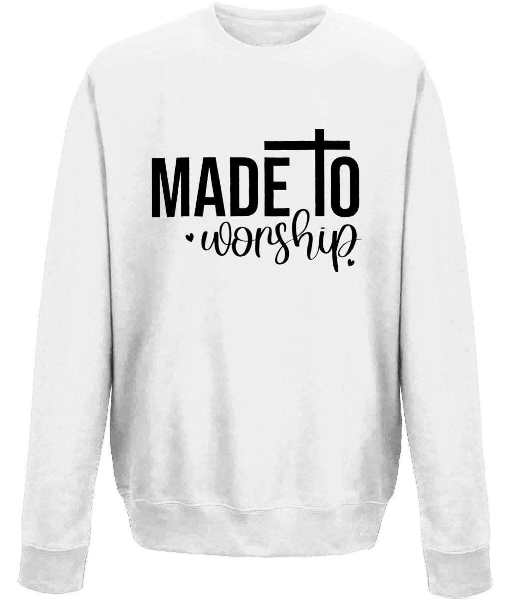 Made To Worship unisex  sweatshirt - BoundlessLoveStore - X-Small - White - Christian Sweatshirt - Clothing