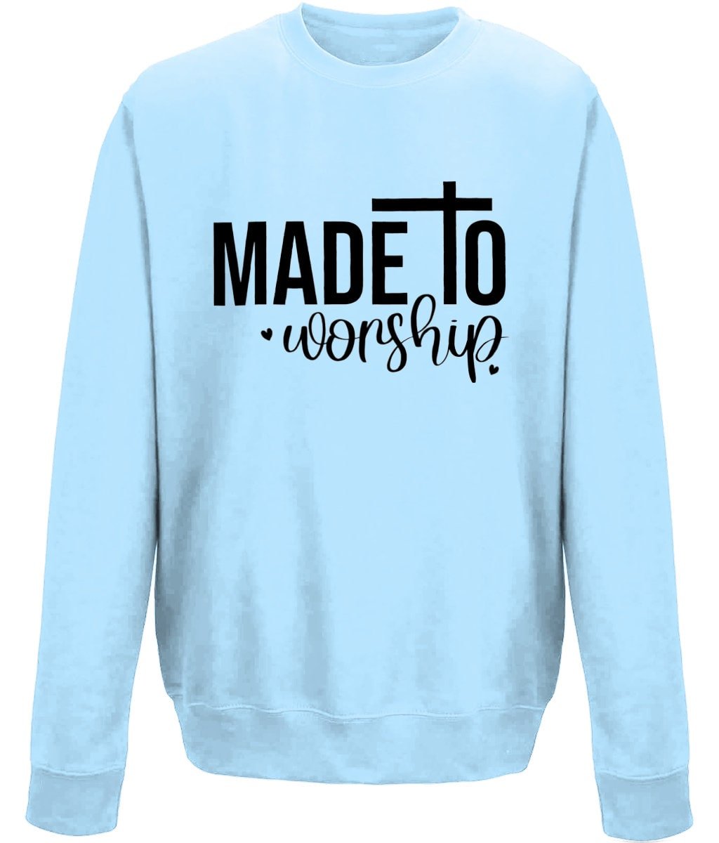 Made To Worship unisex crew neck sweatshirt - BoundlessLoveStore - X-Small - Sky Blue - Christian Sweatshirt - Clothing