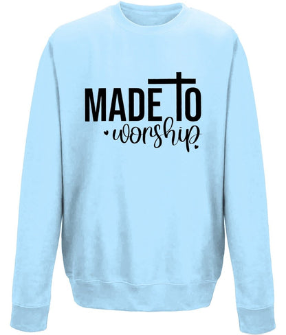 Made To Worship unisex crew neck sweatshirt - BoundlessLoveStore - X-Small - Sky Blue - Christian Sweatshirt - Clothing