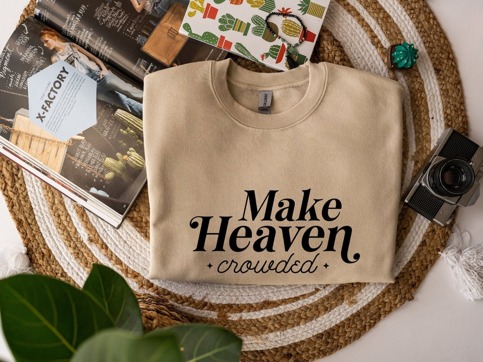 Make Heaven Crowded unisex crew neck sweatshirt - BoundlessLoveStore - X-Small - Desert Sand - Christian Sweatshirt