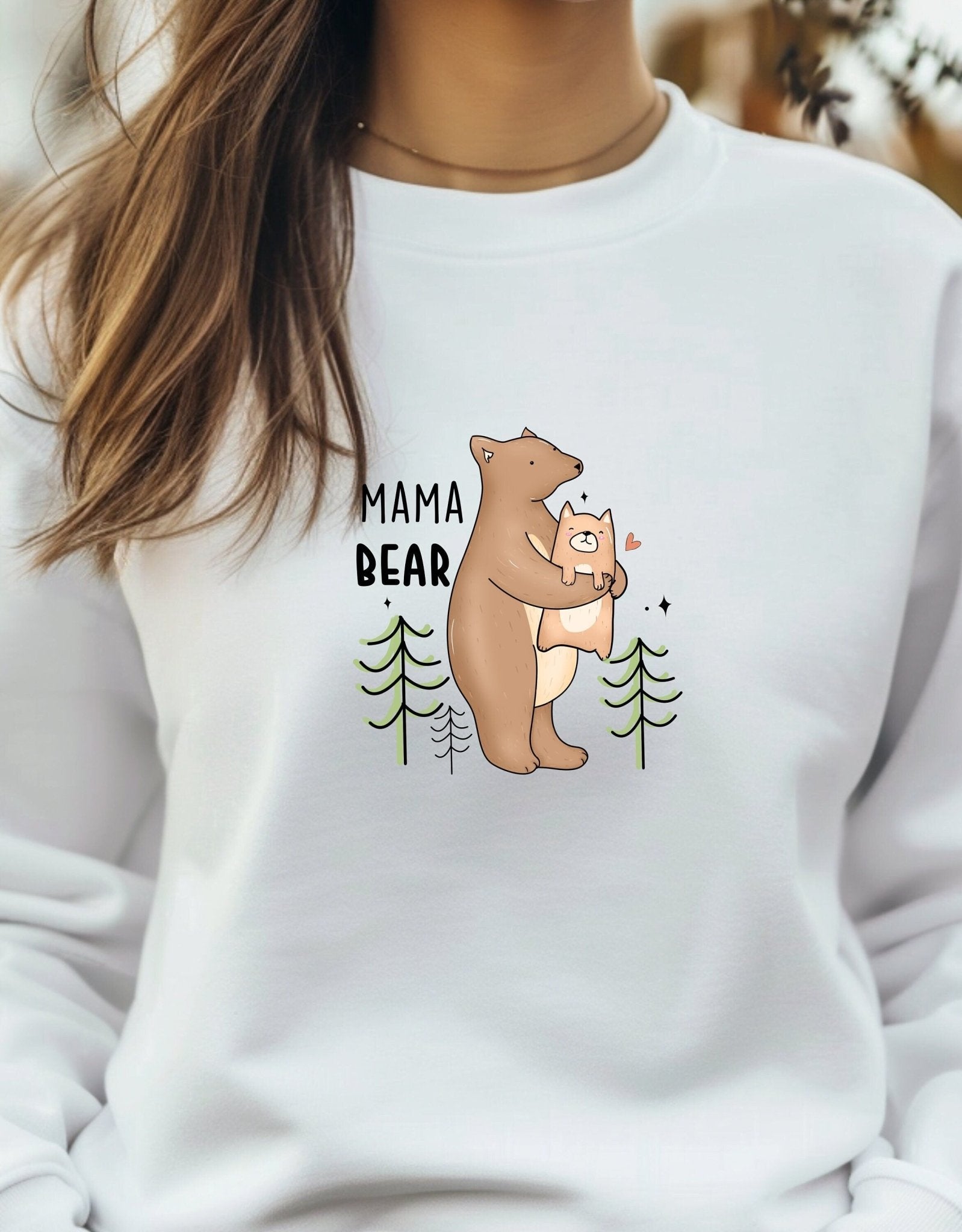 Mama bear mother's day sweatshirt - BoundlessLoveStore - X-Small - Arctic White - Custom Mom Sweater - Custom Mum Jumper