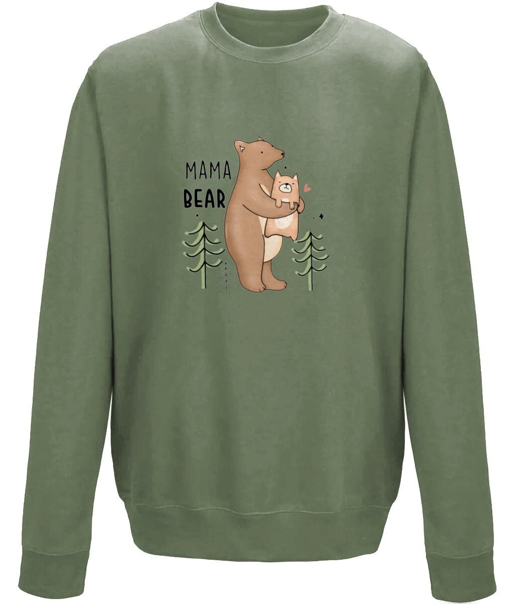 Mama bear mother's day sweatshirt - BoundlessLoveStore - X-Small - Earthy Green - Custom Mom Sweater - Custom Mum Jumper