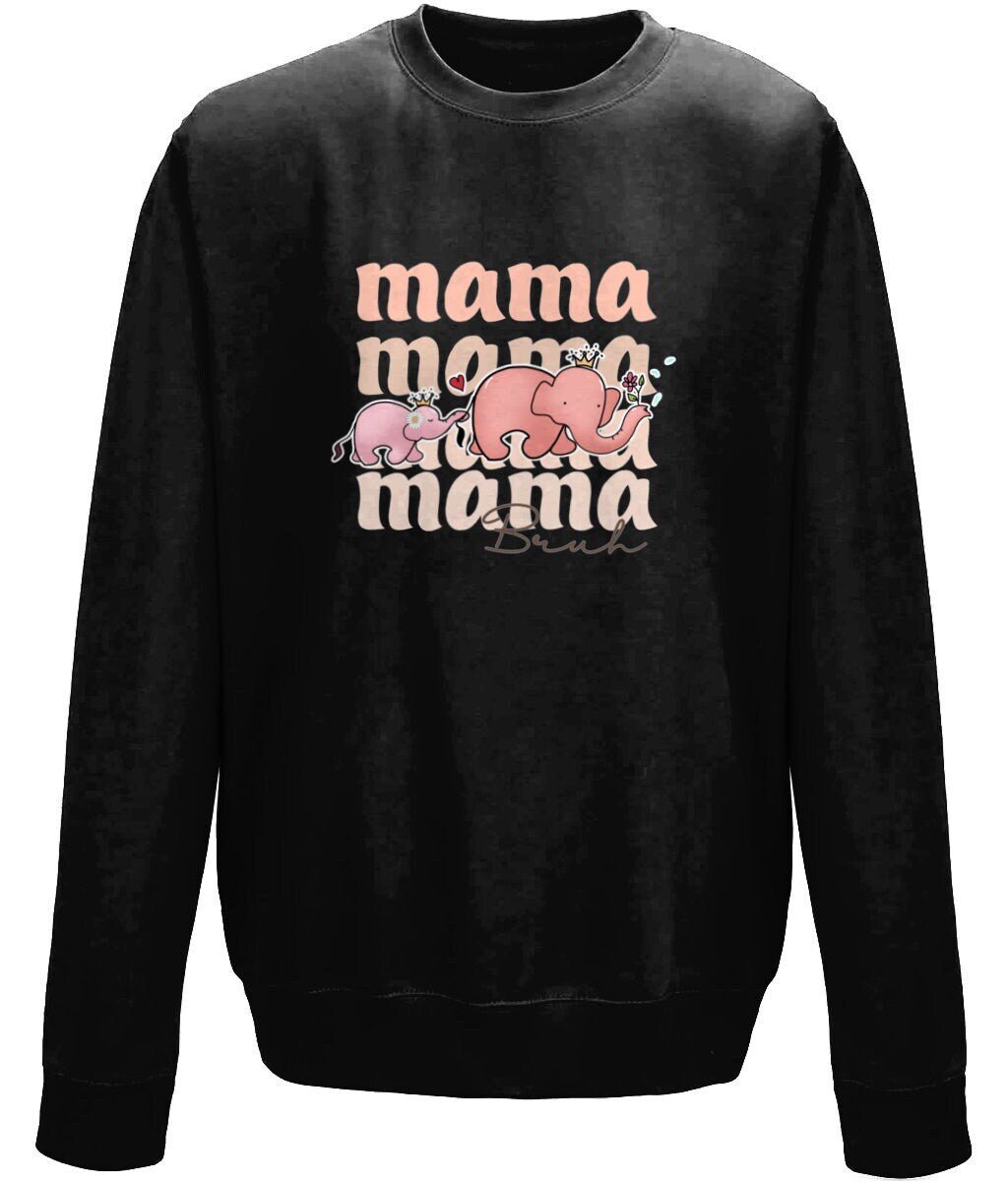 Mama elephant mother's day sweatshirt - BoundlessLoveStore - X-Small - Black - Custom Mom Sweater - Custom Mum Jumper