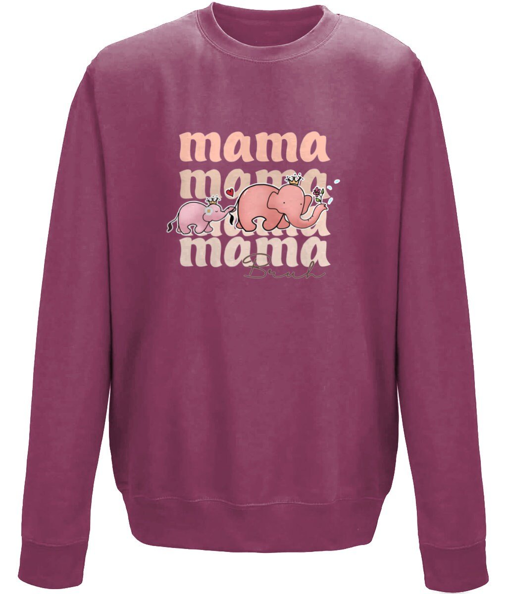 Mama elephant mother's day sweatshirt - BoundlessLoveStore - X-Small - Plum - Custom Mom Sweater - Custom Mum Jumper