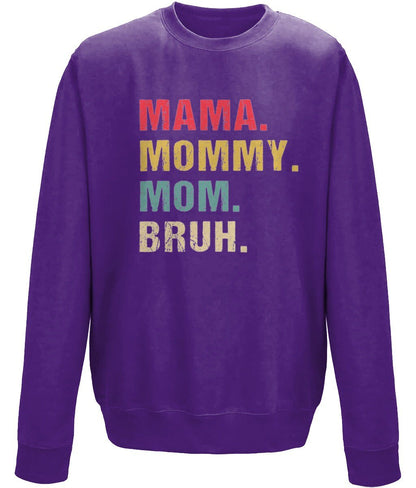 Mama Mommy Mom Bruh, mother's day sweatshirt - BoundlessLoveStore - X-Small - Purple - Custom Mom Sweater - Custom Mum Jumper