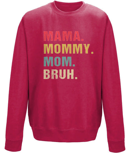 Mama Mommy Mom Bruh, mother's day sweatshirt -BoundlessLoveStore - X-Small - Red Hot Chilli - Custom Mom Sweater - Mum Jumper