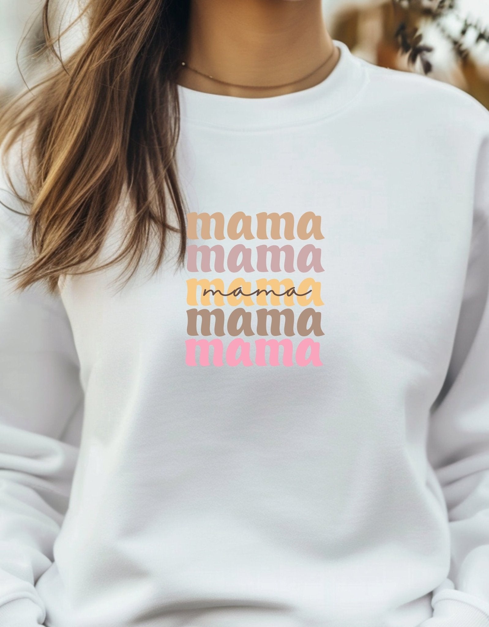 Mama mother's day crew neck sweatshirt - BoundlessLoveStore - X-Small - Arctic White - Custom Mom Sweater - Custom Mum Jumper