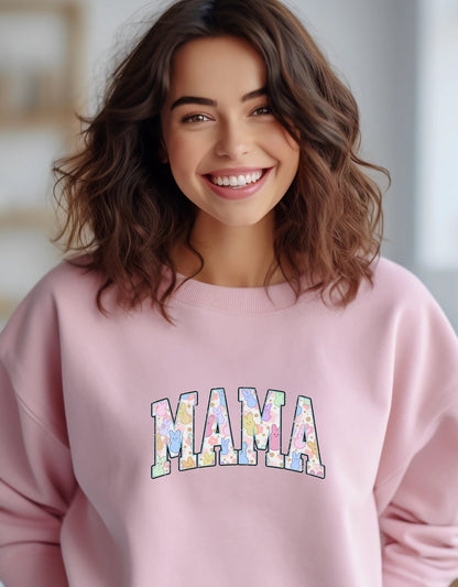 Mama mother's day crew neck sweatshirt - BoundlessLoveStore - X-Small - Baby Pink - Custom Mom Sweater - Custom Mum Jumper