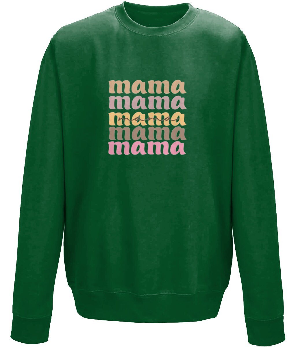 Mama mother's day crew neck sweatshirt - BoundlessLoveStore - X-Small - Bottle Green - Custom Mom Sweater - Custom Mum Jumper