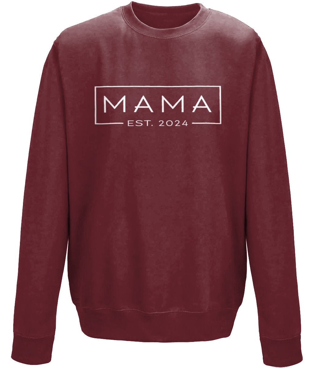 Mama, mother's day crew neck sweatshirt - BoundlessLoveStore - X-Small - Burgundy - Custom Mom Sweater - Custom Mum Jumper