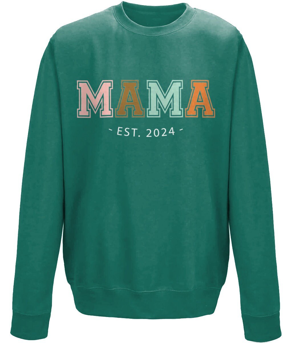 Mama mother's day crew neck sweatshirt - BoundlessLoveStore - X-Small - Green - Custom Mom Sweater - Custom Mum Jumper