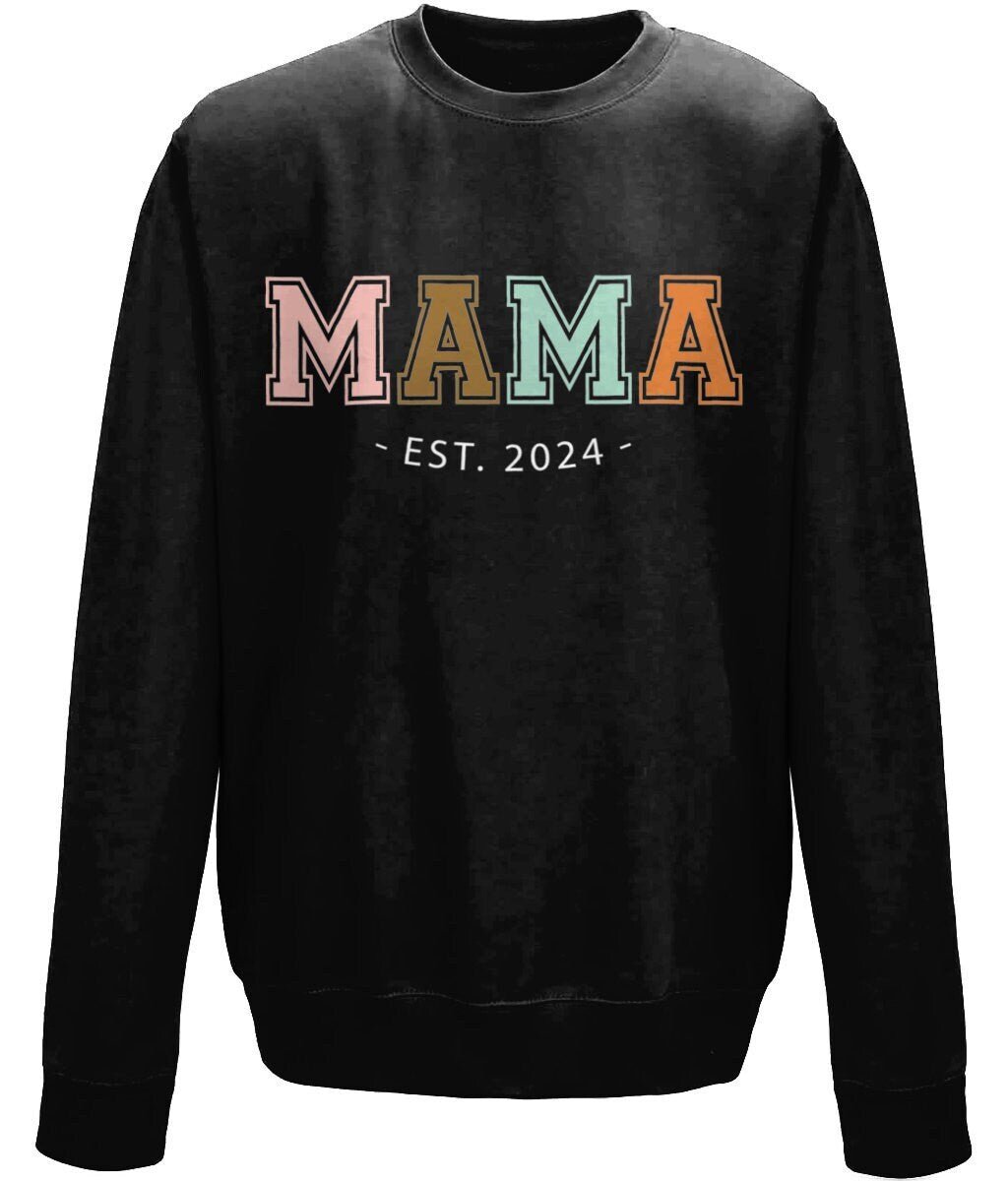 Mama mother's day crew neck sweatshirt - BoundlessLoveStore - X-Small - Black - Custom Mom Sweater - Custom Mum Jumper