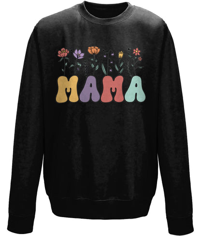 Mama mother's day crew neck sweatshirt - BoundlessLoveStore - X-Small - Deep Black - Custom Mom Sweater - Custom Mum Jumper