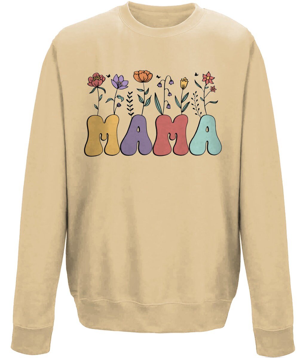 Mama mother's day crew neck sweatshirt - BoundlessLoveStore - X-Small - Desert Sand - Custom Mom Sweater - Custom Mum Jumper