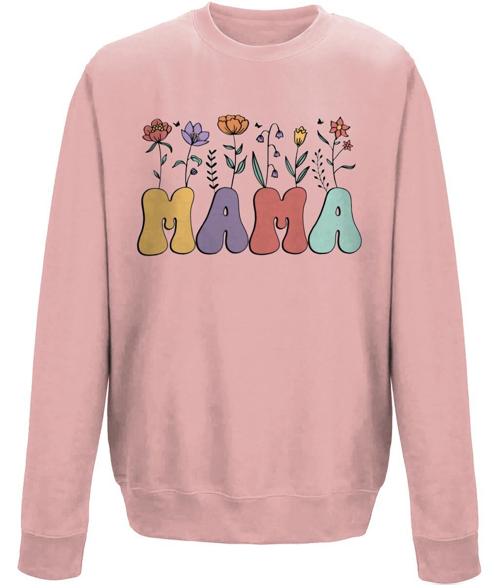 Mama mother's day crew neck sweatshirt - BoundlessLoveStore - X-Small - Dusty Pink - Custom Mom Sweater - Custom Mum Jumper