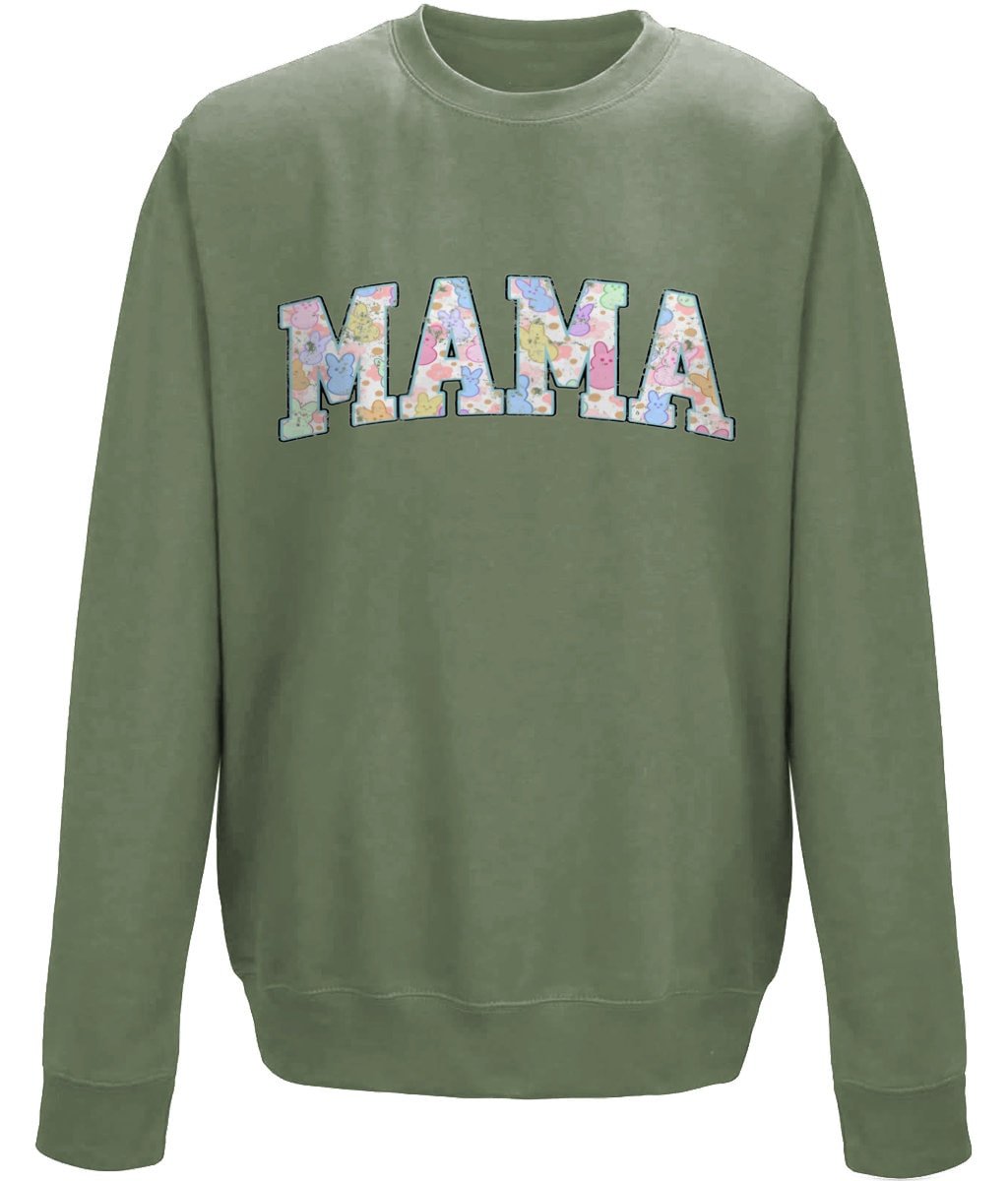 Mama mother's day crew neck sweatshirt - BoundlessLoveStore - X-Small - Earthy Green - Custom Mom Sweater - Custom Mum Jumper