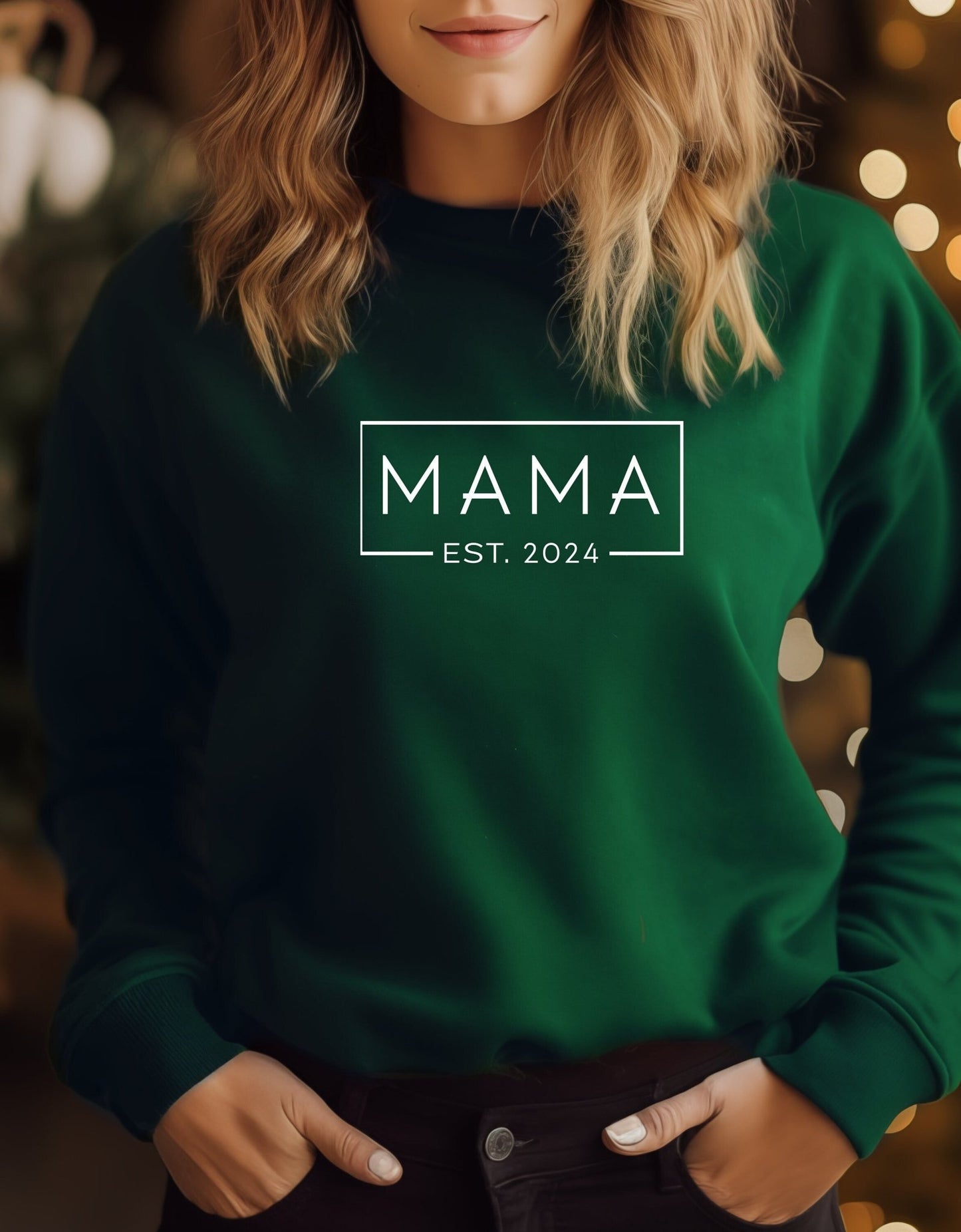 Mama, mother's day crew neck sweatshirt - BoundlessLoveStore - X-Small - Forest - Custom Mom Sweater - Custom Mum Jumper