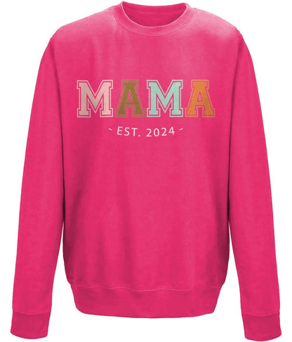 Mama mother's day crew neck sweatshirt - BoundlessLoveStore - X-Small - Hot Pink - Custom Mom Sweater - Custom Mum Jumper