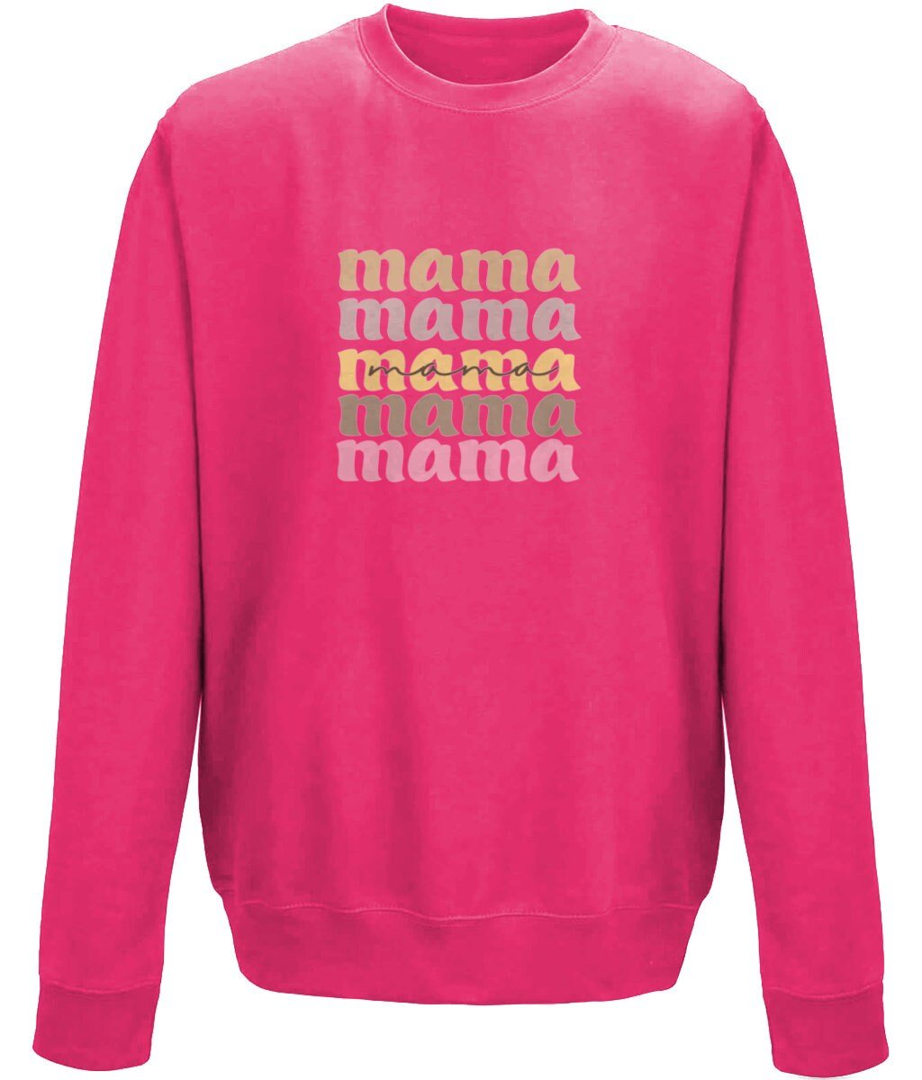 Mama mother's day crew neck sweatshirt - BoundlessLoveStore - X-Small - Hot Pink - Custom Mom Sweater - Custom Mum Jumper